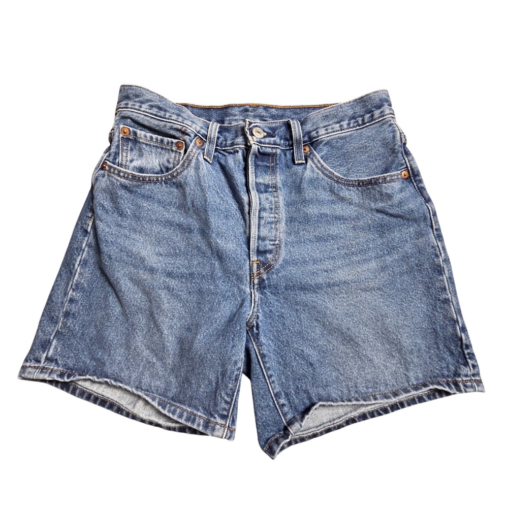 Levi's 501 Original High Rise Denim Shorts Button Fly 28 Medium Wash 90s Grunge